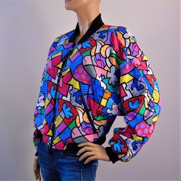 Vintage 1990s Pop Art Romero Britto Bomber Jacket - Picture 2 of 9